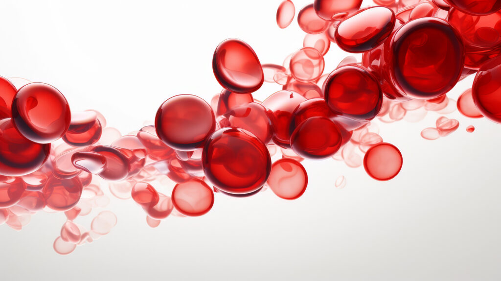 Blood cells wave on white background, leukocytes, erythrocytes, bloodstream. High quality photo